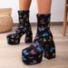 Women's Chunky Heel Pumps denim short boots women's square head waterproof platform high heel fashionable thick bottom women's boots_voghion.com