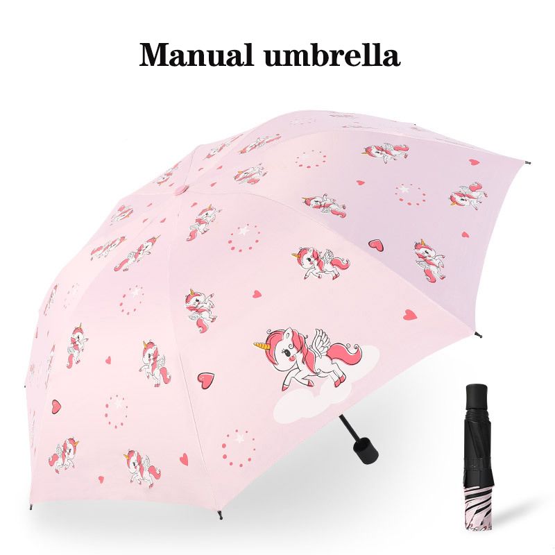 Ombrello automatico con unicorni rosa e viola, ombrello parasole adorabile, protezione UV, pioggia e vento, ombrello automatico_voghion.com