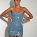 Abbigliamento da donna Primavera ed Estate Nuove Saldi Esplosivi Moda Denim Hole Sequin Tube Top Set_voghion.com