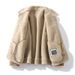Men's Faux Shearling Bomber Jacket – Relaxed Fit, Single-Breasted, Fleece-Lined Winter Coat (Khaki, M-5XL)_voghion.com
