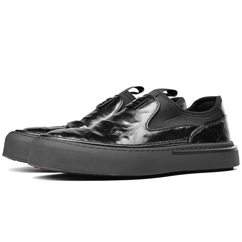 Step On Dad's 2025 Autumn/Winter New Casual Lazy Le Fu Men's Versatile Bright Leather Bean Shoes Men_voghion.com