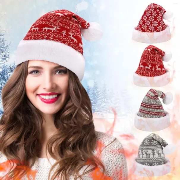 Hüte Schals Sets Ballkappen Roll Up Hut Winter Weihnachten Wolle Hirsch Schnee Flanell Erwachsene Gestrickte Baseballkappe Unterstützung_voghion.com