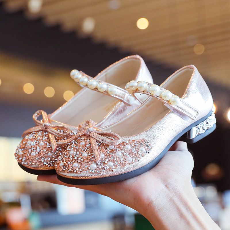 Zapatos de tacón alto para niñas pequeñas de cuero con suela suave, calzado de princesa, zapatos de cristal para niñas, zapatos Flash para baile, fiestas y bodas_voghion.com