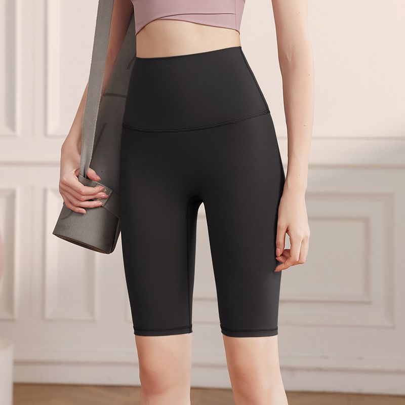 Shorts de ioga de verão com cintura alta e elevação do quadril, sensação nua, feminino, pilates, justo, secagem rápida, fitness, esportes, ciclismo, calças de cinco pontos_voghion.com