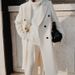 Women's Oversized Wool-Blend Trench Coat – Long Sleeve, Double-Breasted, Plus Size (White/Khaki, Polyester, Workwear Essential, Fall & Winter)_voghion.com
