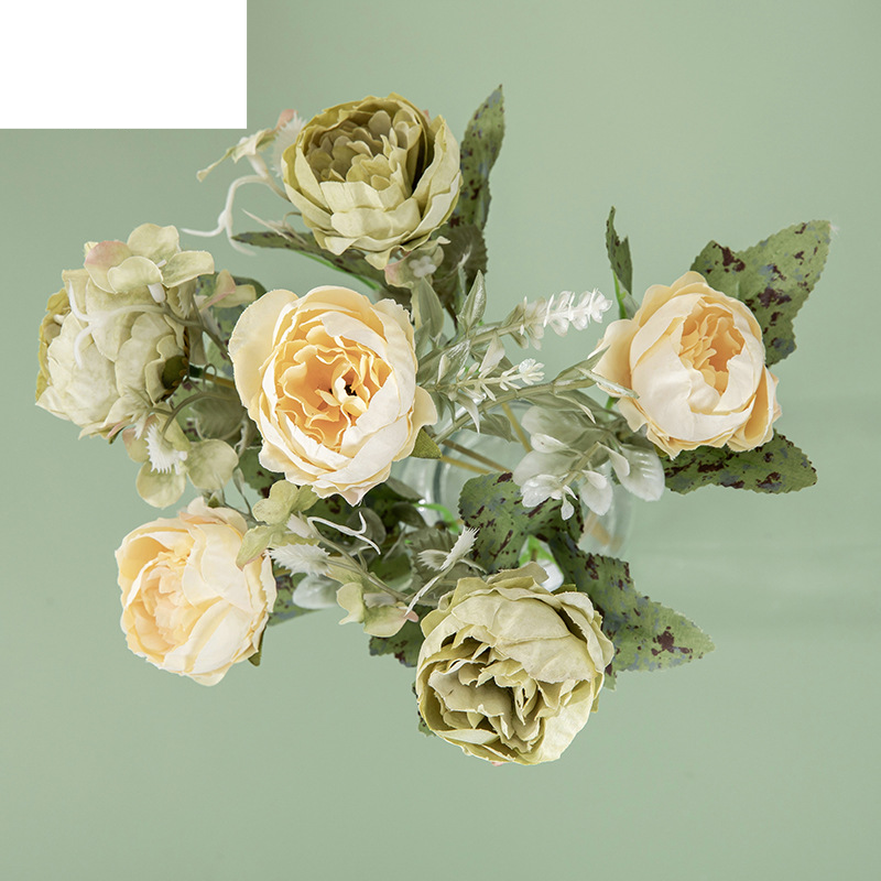 Simulated flower peony small handlehold flower home decoration wedding flower wall plant wall_voghion.com