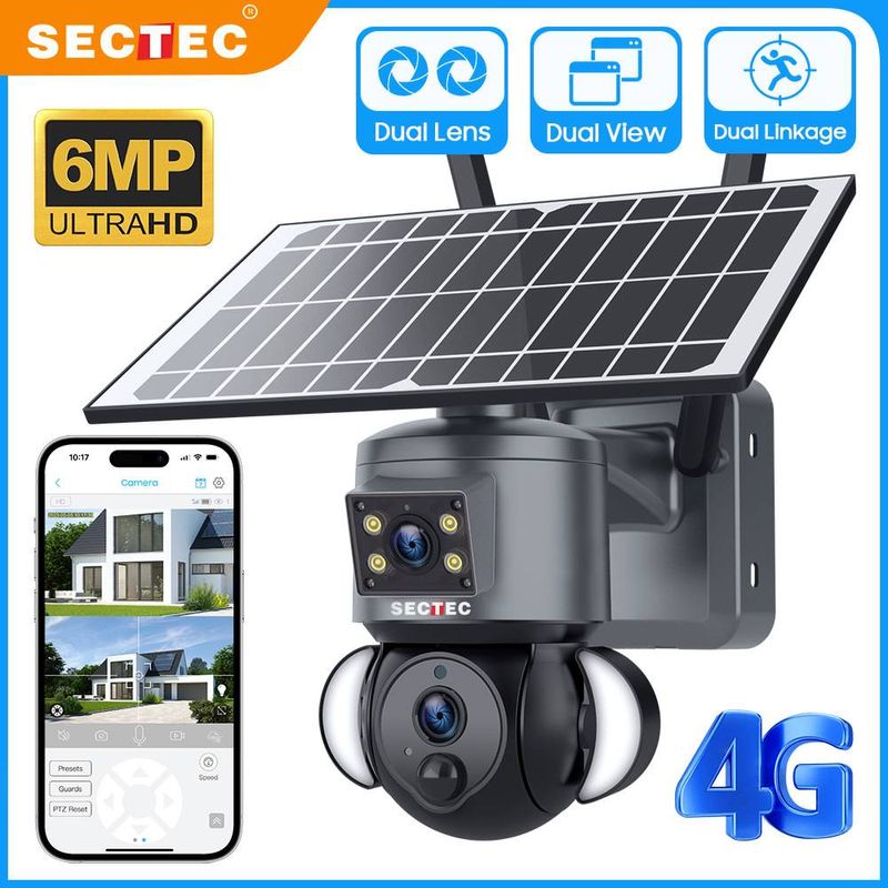 Solar Camera Solar Surveillance Camera 4G Gun Ball Linkage Camera Dual Lens Ball Machine_voghion.com