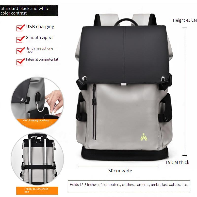 Zaino premium da uomo con porta USB, zaino per laptop di grande capacità per viaggi, lavoro e spostamenti, tessuto Oxford resistente all'acqua, design ergonomico_voghion.com