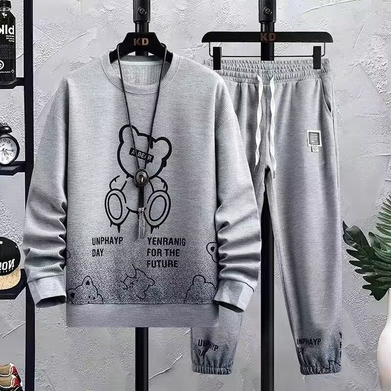 Men's Clothing sweatshirt suit men's autumn new style casual loose round neck long sleeve sports trendy sweatpants two piece suit_voghion.com