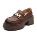 Top Layer Rindsleder Loafer für Damen 2025 Frühling und Herbst Neue echte Lederplattform Dicke Sohle Slip-On Casual_voghion.com