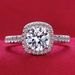 Bague ajustable Live For Women en moissanite classique à six griffes, taille princesse, un carat_voghion.com