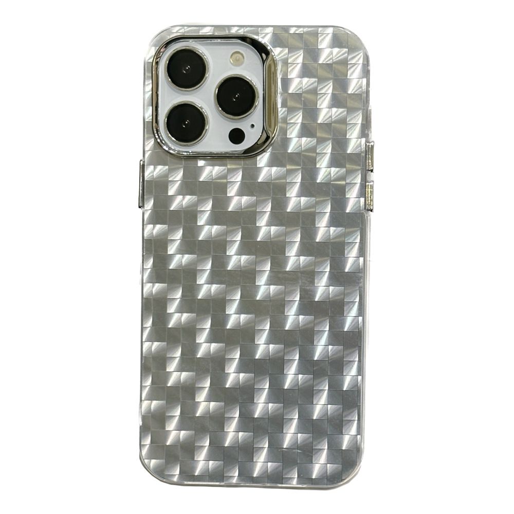 High-end silver plaid suitable for iPhone14 Apple 13promax mobile phone case electroplating 12 plaid 11 soft edges_voghion.com