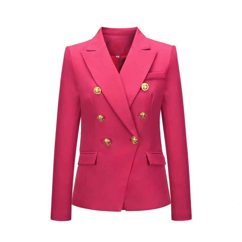 Blazer classico pied de poule da donna con bottoni doppiopetto, giacca formale slim fit per ufficio e occasioni serali_voghion.com