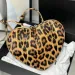 Borsa da sera Coeur in vera pelle da donna, a forma di cuore, a tracolla, con tracolla leopardata, per feste, da donna_voghion.com