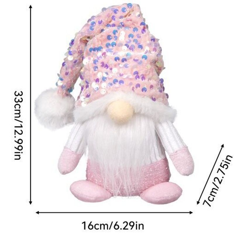New Decoration Pink Dwarf Doll Sparkling Knitted Hat Christmas Gift Ornament_voghion.com