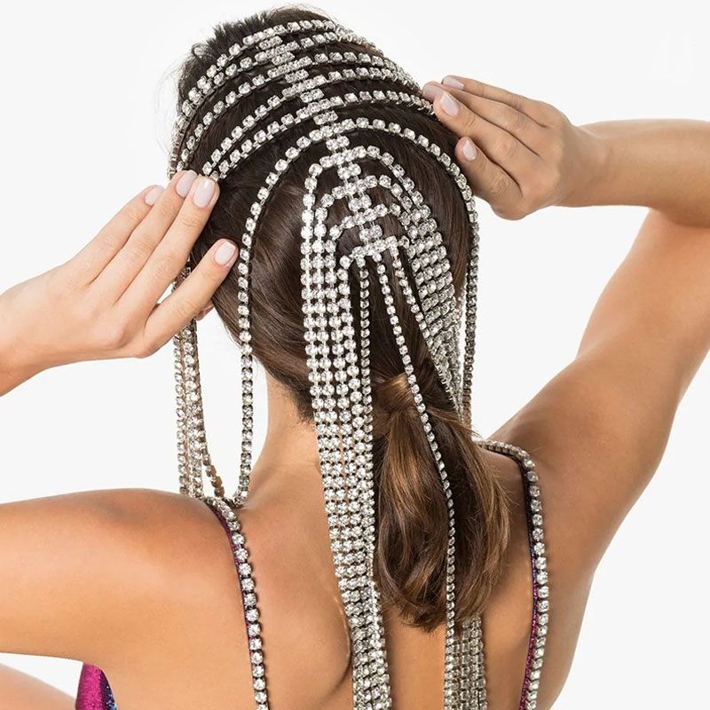 hot-selling luxury rhinestone tassel hairband fashion full inlaid crystal women's net red street camera with the same_voghion.com