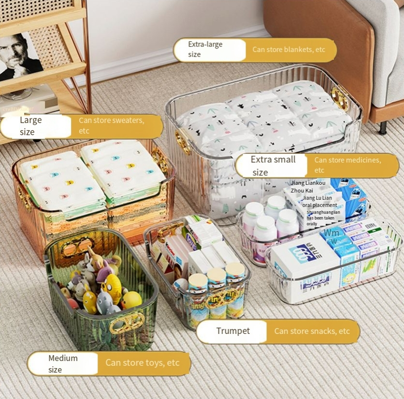Desktop Transparent Cosmetics Storage Box Snacks And Beverages Storage Basket Sundries Convenient Storage Box_voghion.com