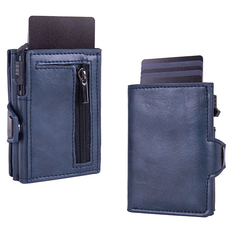 Porta carte anti-RFID magnetico in fibra di carbonio con meccanismo a scomparsa automatico, in metallo e alluminio, produttore di porta carte antifurto_voghion.com