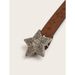 HOT Fashionable Women's Spicy Girl Everyday Versatile Brown Texture Button Belt Star Print Pattern Unisex_voghion.com