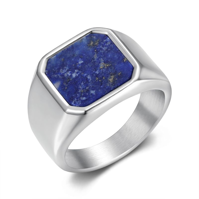 Herrenschmuck Personalisierter Modering aus Titanstahl mit natürlichem Edelstein Trendiger Schmuck aus Titanstahl_voghion.com