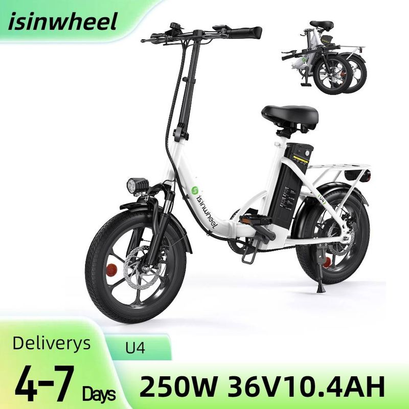 isinwheel U4 Electric Bike for Adults, 250W 36V 10.4Ah Battery 16" Step-Thru Commuter E Bikes for Adults and Teens_voghion.com