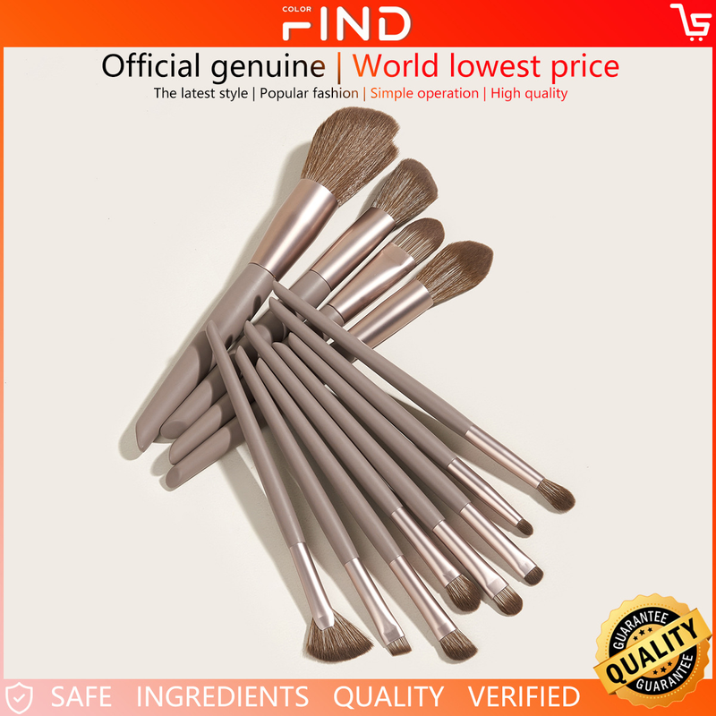 12-teiliges hellbraunes Make-up-Pinsel-Set, Make-up-Pinsel-Werkzeug FINDCOLOR Direktverkauf ab Werk, heißer Verkauf_voghion.com