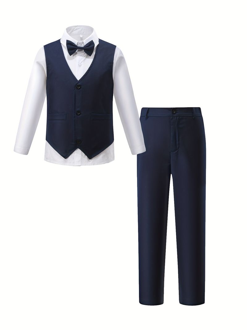 Baby clothes Boy suit long-sleeved shirt suit waistcoat trousers gentleman dress three-piece set_voghion.com