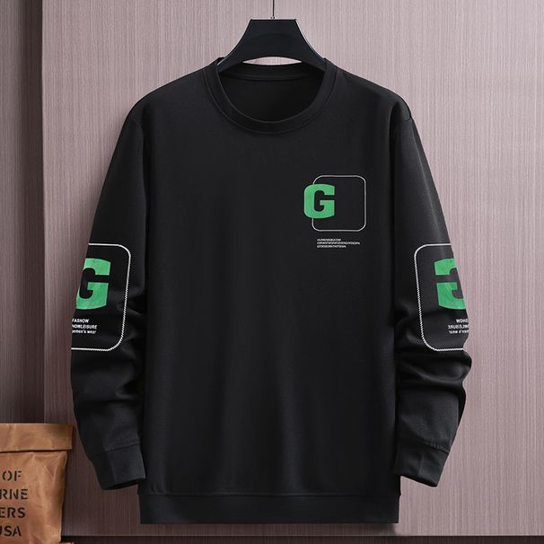 Herrenbekleidung Übergröße Sweatshirt mit Buchstabendruck Herren Frühling und Herbst Rundhals Langarm T-Shirt Herrenjacke Lockere Freizeitoberteile T_voghion.com