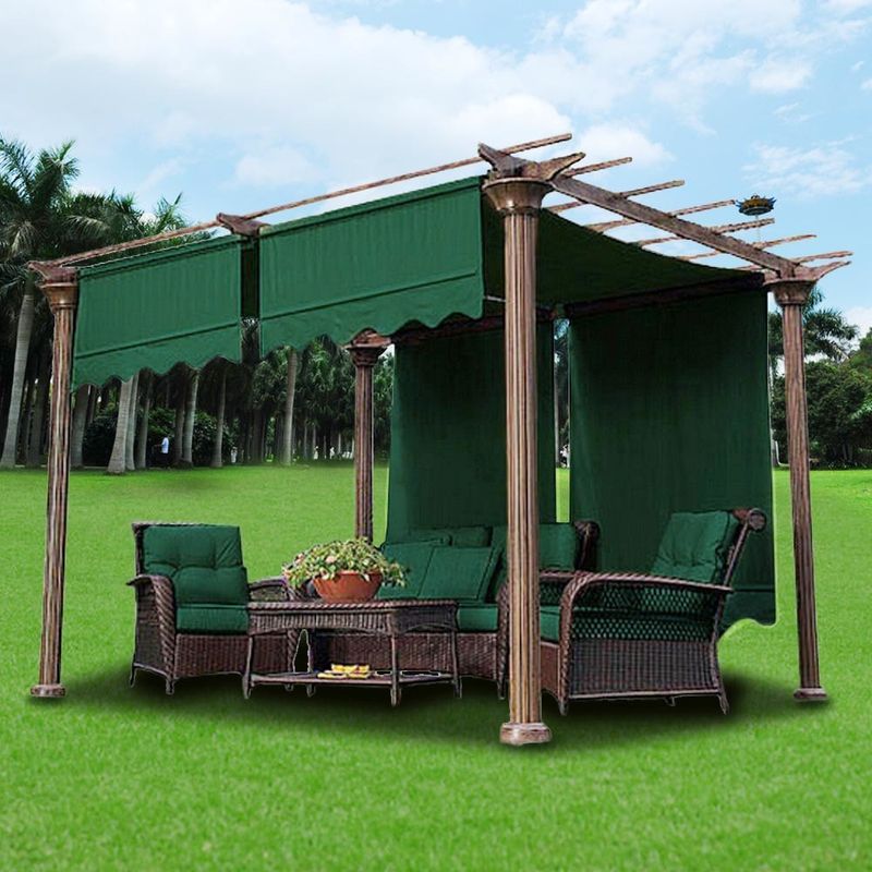 2pcs 15.5x4Ft Pergola Canopy Replacement Cover Green_voghion.com