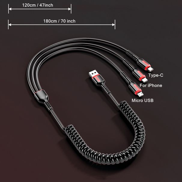 3 i 1 18W hurtig opladning USB Type C-kabel Micro USB-kabel til IPhone 14 13 12 Pro Opladerkabel OnePlus, USB C Mobiltelefoner Opladerkabel_voghion.com