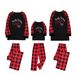 2025 Christmas Parent-child Clothing Long Sleeved Long Pants Checkered Patchwork Printed Home Clothes Christmas Parent-child Clothing Set--Ladies S-XL_voghion.com