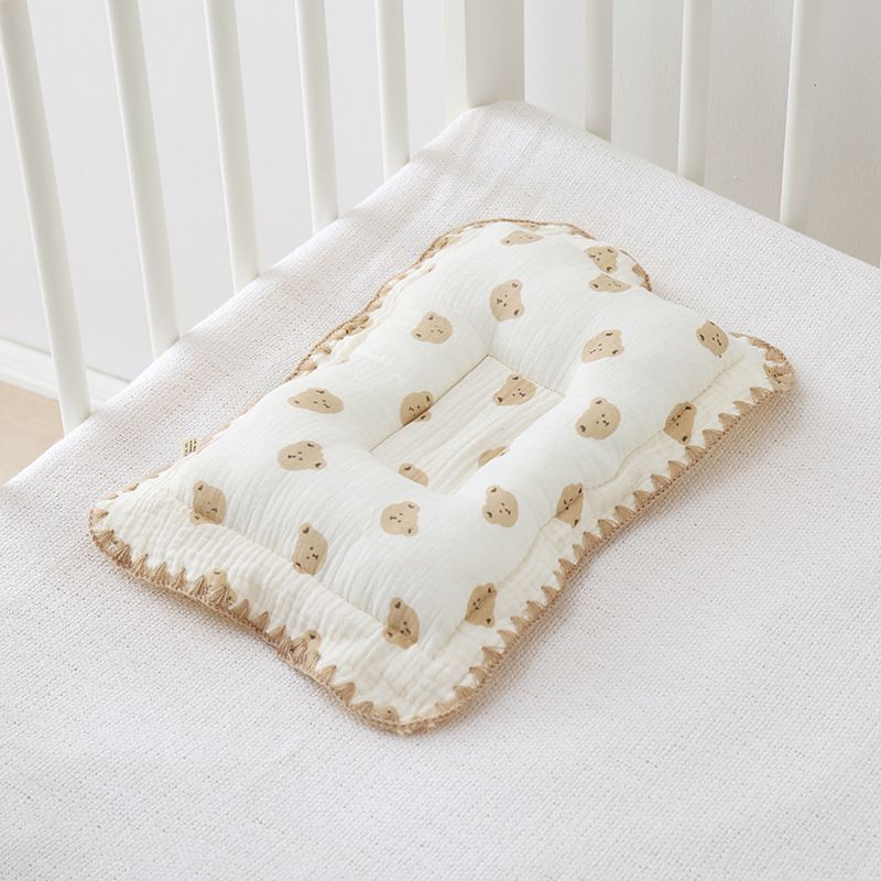 Toddler Pillow Linen Cotton Baby Birth Pillow Type Anti-tilt Four Seasons General Purpose Cartoon Bear Babies Bedding_voghion.com
