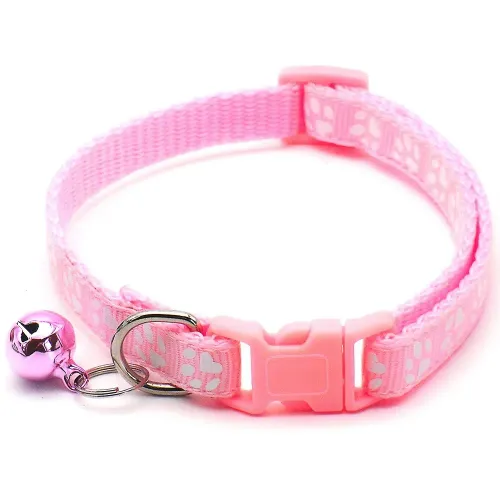 6 Stück Katzenhalsbänder mit Glöckchen, Pfotenabdruck-Design, Haustierhalsbänder, sicheres Katzenhalsband mit Schnellverschluss, verstellbar, süßes Kätzchenhalsband für Katzen oder Hunde_voghion.com