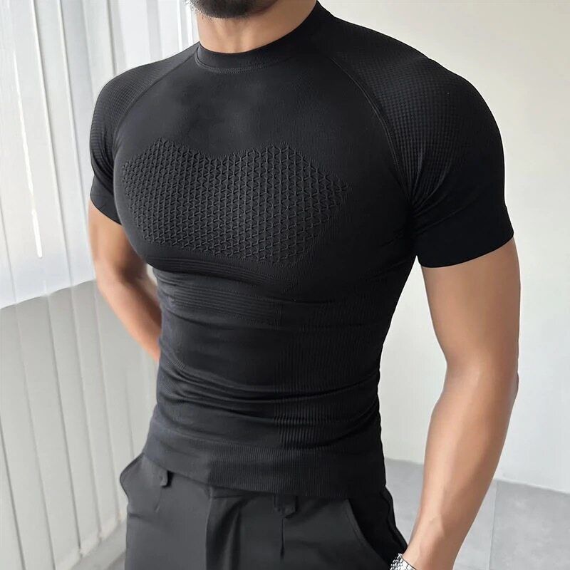Men's Clothing Quick Drying Short Sleeved Running Sports Training Clothes Compression T Shirts, Stretch Tops Showing Muscle Fitness Clothes For Men_voghion.com