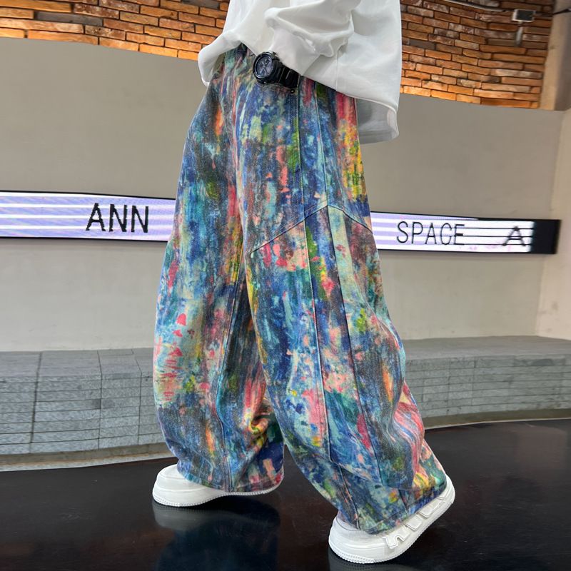Kinderkleidung Frühling Jungen Freizeithosen Neuer Stil Kinder Frühlingskleidung Jungen Graffiti Hosen Locker Gerade Mode_voghion.com