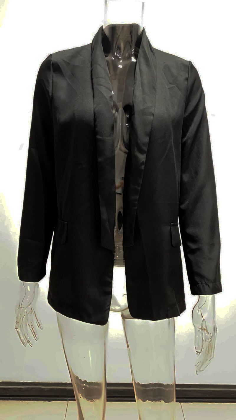 Vêtements pour femmes Blazers à manches longues pour femmes, coupe slim, couleur unie_voghion.com