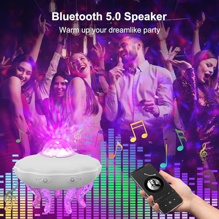 Jellyfish Projection Lamp - Dual Function- Projector And Night Light, USB Powered, Remote Control & Timer, Bluetooth Speaker - With White Noise_voghion.com