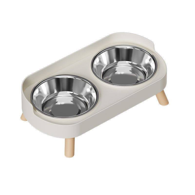 Double Elevated Cat Dog Bowls Stainless Steel Non-Slip Pet Food Water Dish With Stand Anti-Splash Slow Feeder Pet Supplies_voghion.com
