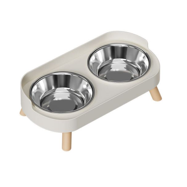 Double Elevated Cat Dog Bowls Stainless Steel Non-Slip Pet Food Water Dish With Stand Anti-Splash Slow Feeder Pet Supplies_voghion.com
