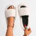 Y2K Punk Style Faux Fur Slippers - Cozy PVC Indoor Slides For Women & Men, Soft Plush Home Shoes, Trendy Gothic Fashion Footwear_voghion.com