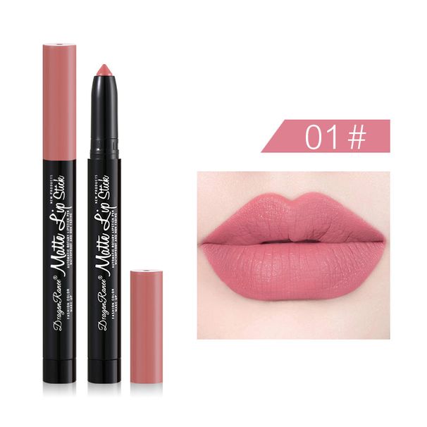 Matte Velvet Lipstick Pencil For Women - Beige Rose Shade, With Built-in Sharpener And Automatic Lip Liner Function_voghion.com