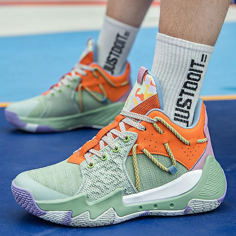 Basketball couple new real combat net surface breathable sports cushioned soft sole friction running shoes_voghion.com