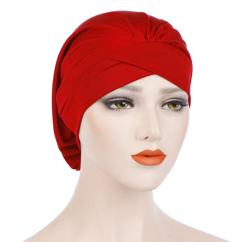 novo tecido elástico touca de dormir multicolorido testa prega cruzada chapéu indiano turbante chapéu quimioterapia_voghion.com