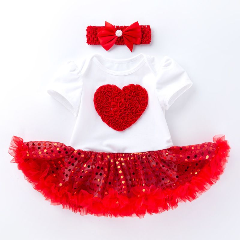 Baby Clothing Mother's Day Children's Clothing Baby Love Sequins Short Sleeve Halter Dress Holiday Princess Dresses_voghion.com