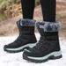 Martin Boots For Women With Plush Insulation, Comfortable Outdoor Snow Boots For Women, Waterproof And Anti Slip High Top Cotton Shoes_voghion.com