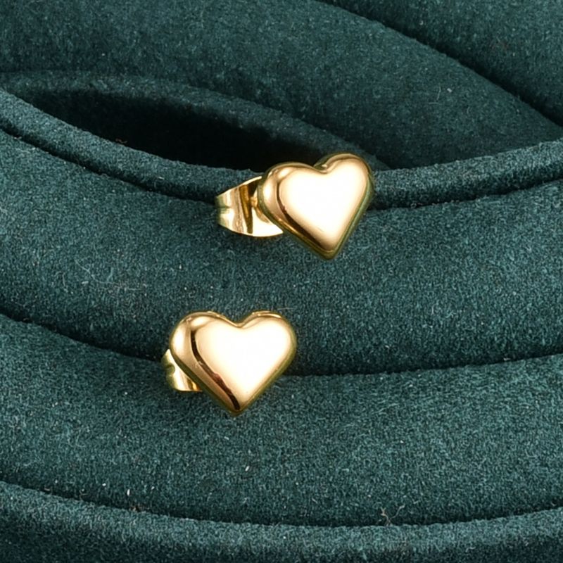 E98 Mini Petite Glossy Small Heart New Year Earrings Titanium Steel Gold Plated_voghion.com