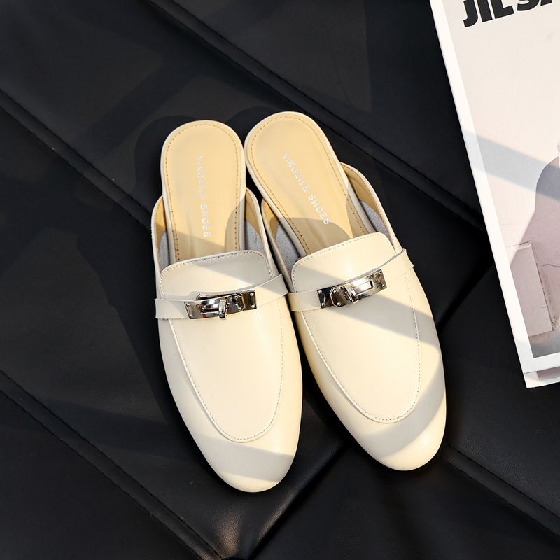 Eepskin Baotou Halve Slippers Dames S Bovenkleding Sandalen Lente En Zomer Nieuwe Lock Gesp Luie Schoenen Platte Muilezels_voghion.com