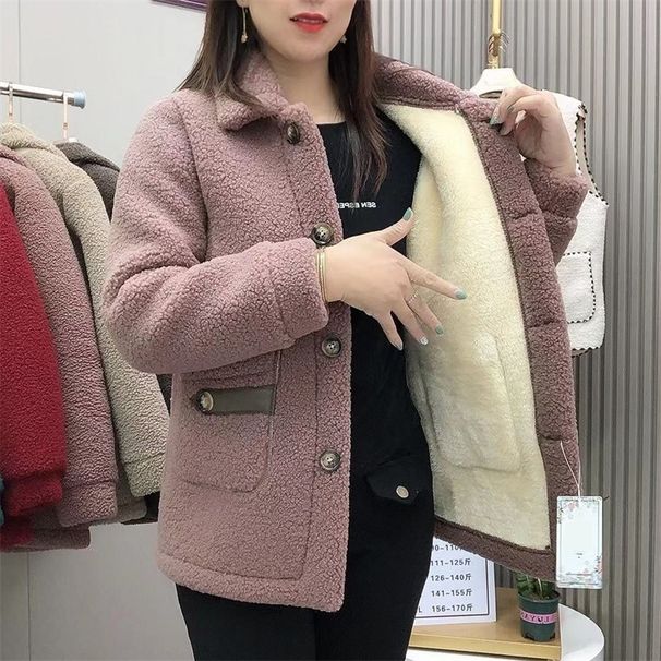 Autumn Winter 2023 New Women Imitation Lamb Wool Jacket Thicke Warm Pocket Pimp Fur Coat Female Cotton Padded Jacket_voghion.com