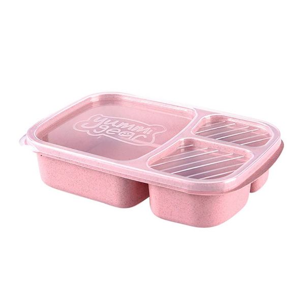 3er-Set wiederverwendbare Lunchboxen aus Kunststoff mit 3 Fächern zur Aufbewahrung von Lebensmitteln_voghion.com