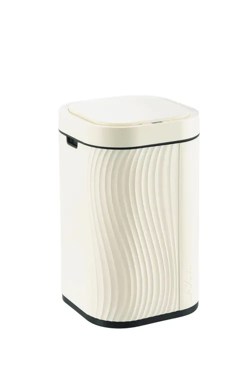 Basurero inteligente con sensor: apertura automática sin contacto para cocina y baño (12/15 L, blanco/marfil, batería de litio, diseño a prueba de olores)_voghion.com